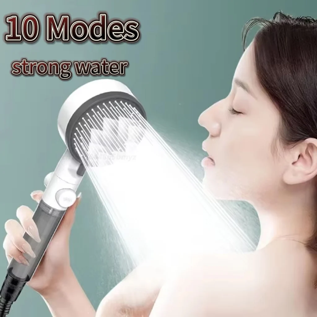 10 Mode Shower Head High Quality Water Filter Adjustable High Pressure Shower Portable One-Key Stop Shower Bathroom Accessories