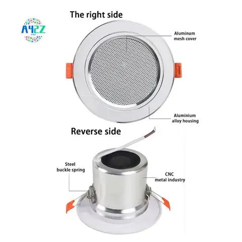 A42Z-8Ohm 10W 욕실 천장 스피커 배경 음악 시스템 방습 알루미늄 캔 패션 천장 스피커