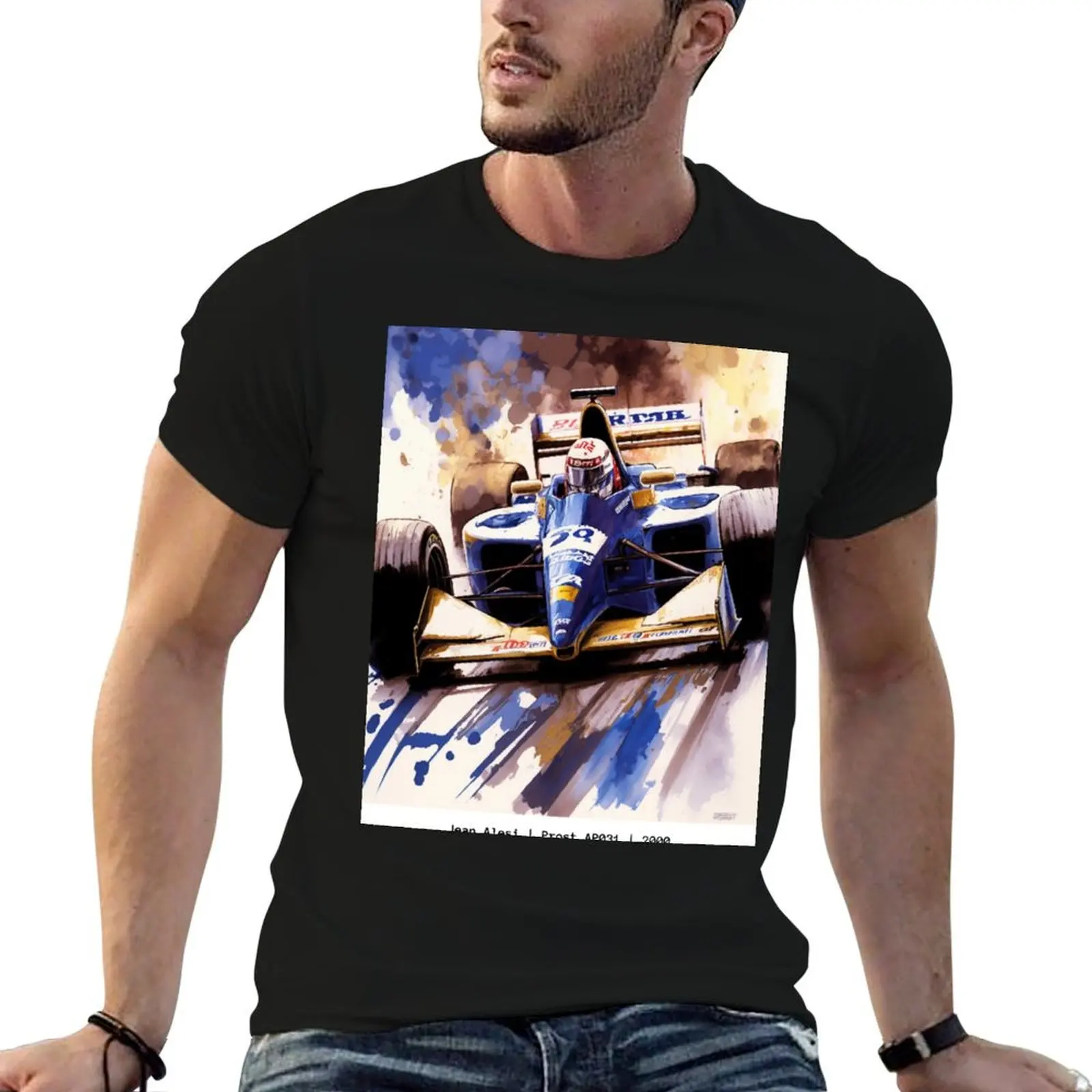 prost-jean-alesi-2000-f1-carro-arte-prost-ap031-f1-arte-presente-camiseta-homem-t-camisas-grafico-homem-t-camisa-de-algodao