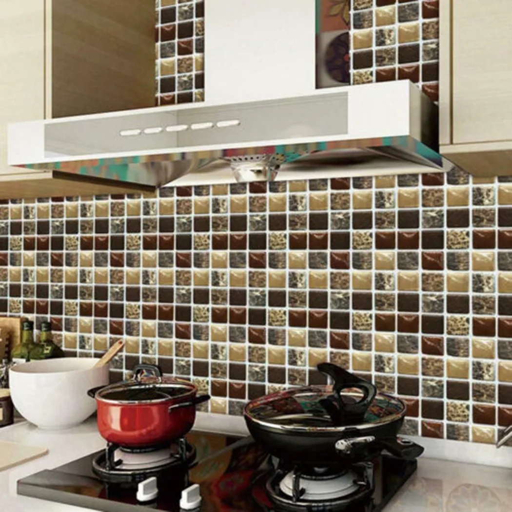 20Pcs 3D Stickers For Tile Wall Decor Kitchen Bathroom Waterproof Oil Resistant PVC Self Vinyl Art Decals