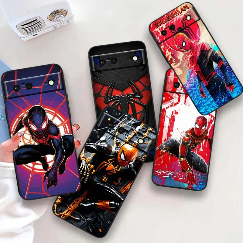 

Marvel Spider Man logo Phone Case For Google Pixel 9a 9 8A 8 7 7A 6 6A Pro XL 2024 5G Black Soft TPU Silicone Cover