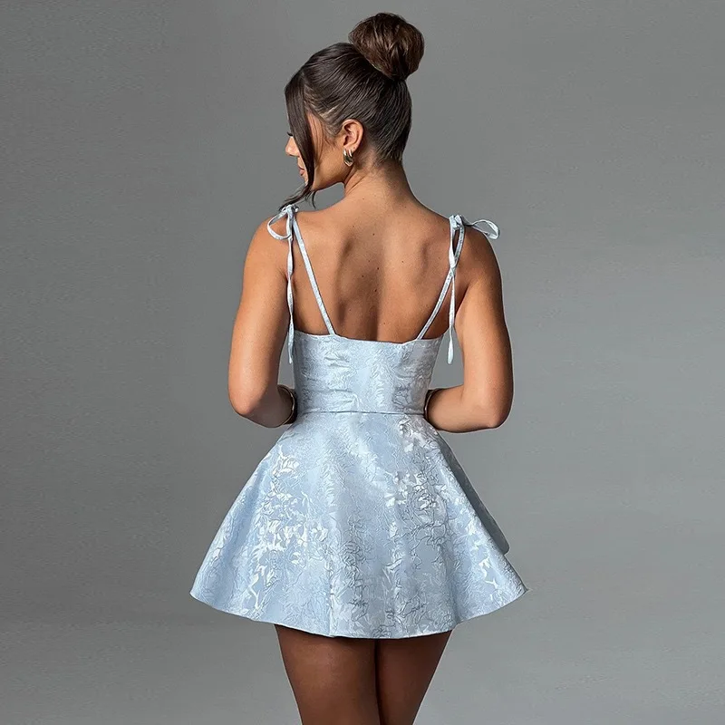 Moda Estate Camicie floreali Abiti corti Donna Canotta sexy Mini abito Silm Fit Tie up Camicia da fata Coquette Abiti casual Y2k