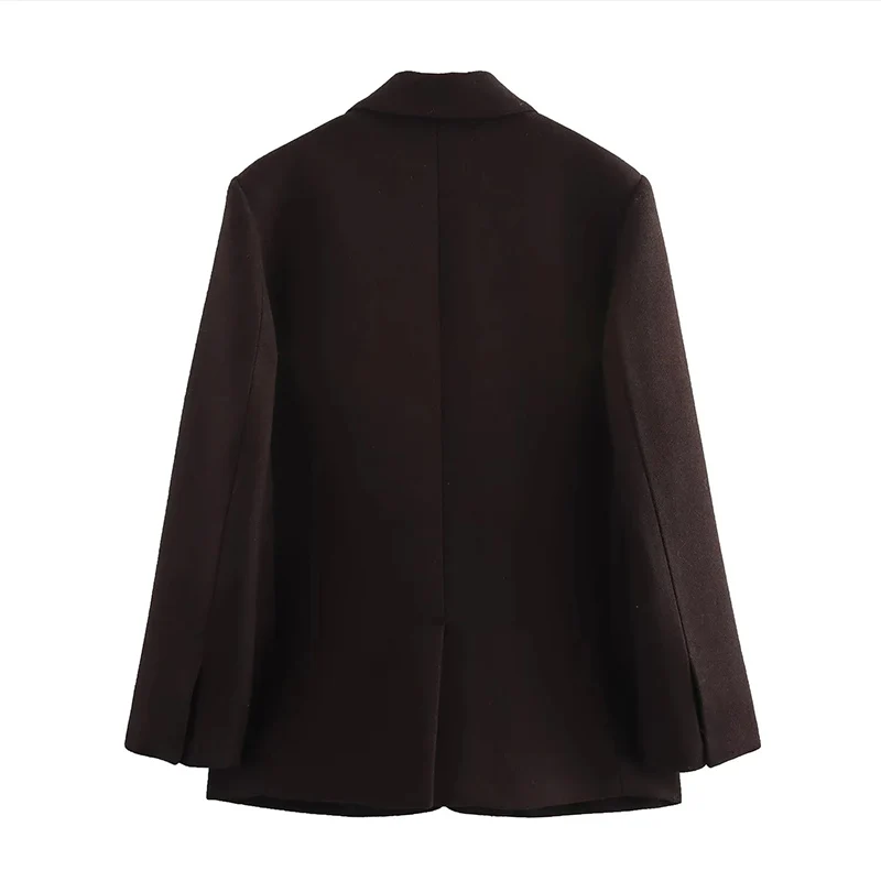 

Spring New Sle Women's Faionable Mixed Fiber Loose Long Sve Suit Jaet Versatile Casual Sli Outerwear Coat
