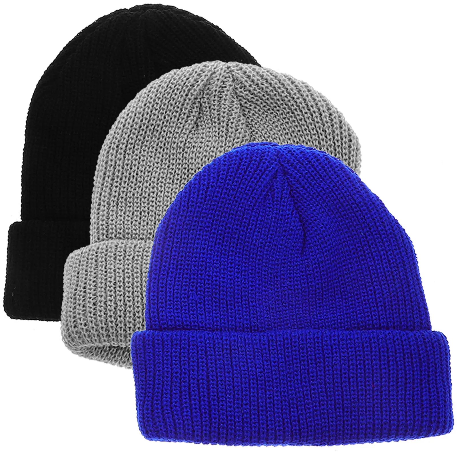 

3Pcs Winter Beanie Hat Knit Cap for Men Women Warm Thicken Knitting Hat Multi-Use Fashionable Sporty Style Daily Wear Accessory