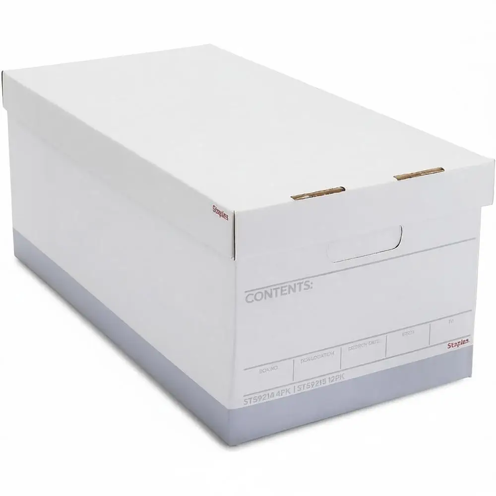 

Коробка для хранения средней вместимости с ручками, съемной крышкой, формат Letter, штабелируемая, 12 штук в упаковке, белый/серый