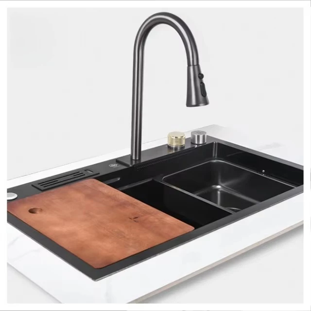 304 Stainless Steel Multi Functional Kitchen Sink Household Use Sink Kitchen  Waterfall