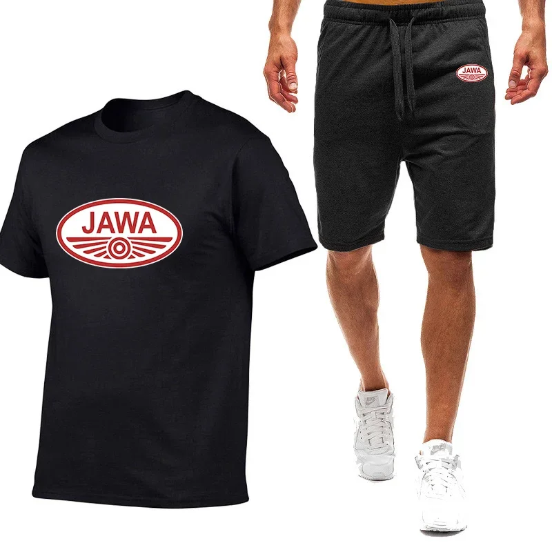 

JAWA Motorcycle 2024 Spring And Summer New Men's Nine Color Short-sleeved T-shirt Simple Casual Trendy Movement Suit