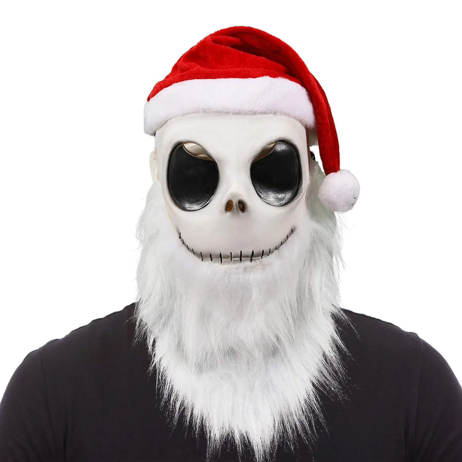 Weihnachtsmann-Maske Halloween Cosplay Kostüm-Maske Das Skelett Weißer Bart Roter Hut Albtraum-Party Cosplay-Requisiten – Detail 9