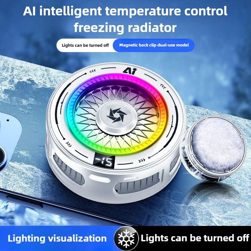 

NEW SL68 AI Temperature Control Mobile Phone Cooler Magnetic/ Back-clip 2 in 1 Semiconductor Refrigeration Ice Cooling Radiator