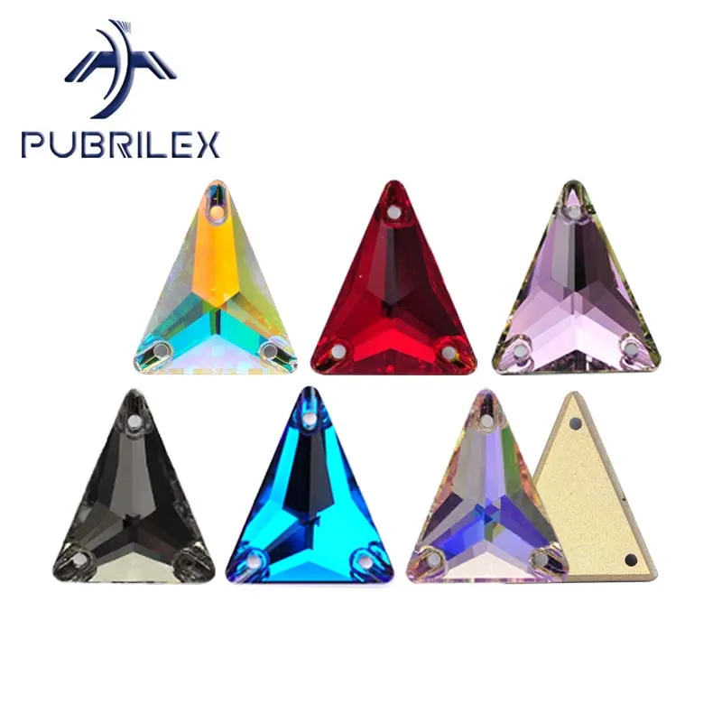 Pubrilex Slim Dreieckige Strasssteine zum Aufnähen, Flache Glassteine für Eiskunstlauf, Gymnastikanzüge und Kleidungsdekoration – Detail 2