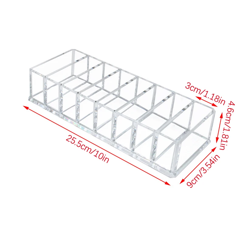네일 광택제 거치대 투명 아크릴 그리드 박스, 화장품용 메이크업 디스플레이 스탠드, 8 슬롯