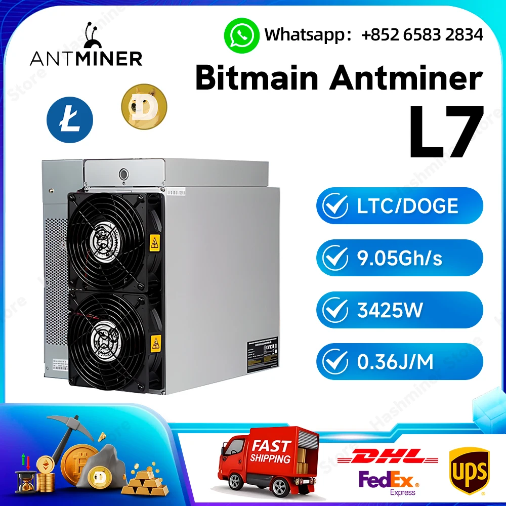 Bitmain Antminer L7 9500M Dogecoin Miner LTC DOGE Litcoin Mining Machine Crypto Asic Miner