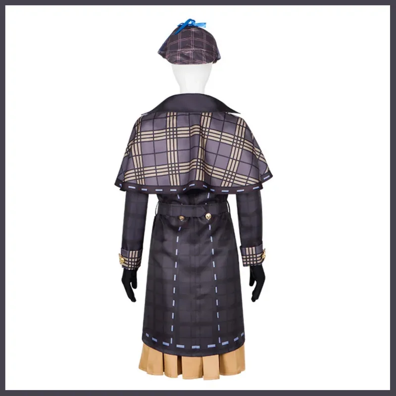 게임 아이덴티티 Ⅴ 엠마 우즈 가드너 미스 트루스 코스프레 의상 세트 모자 돋보기 가발 여성 할로윈 파티 의상;3'v