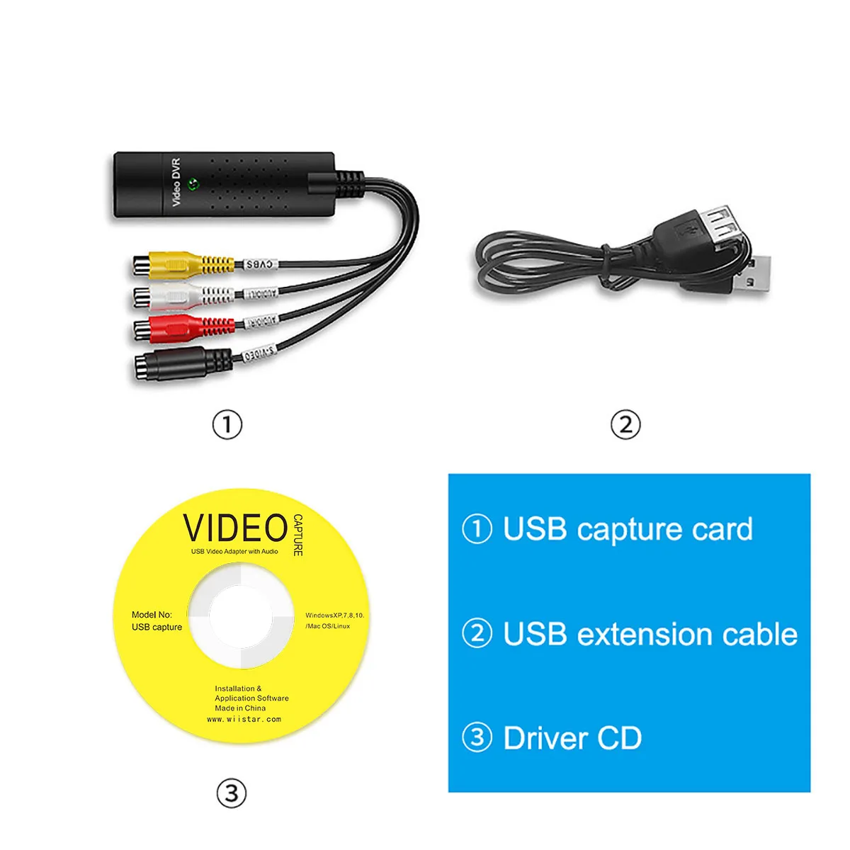USB 2.0 캡처 4 채널 비디오 TV DVD VHS 오디오 캡처 어댑터 카드, TV 비디오 DVR, Win7, 8, 10, XP, Vista, 드롭쉬핑