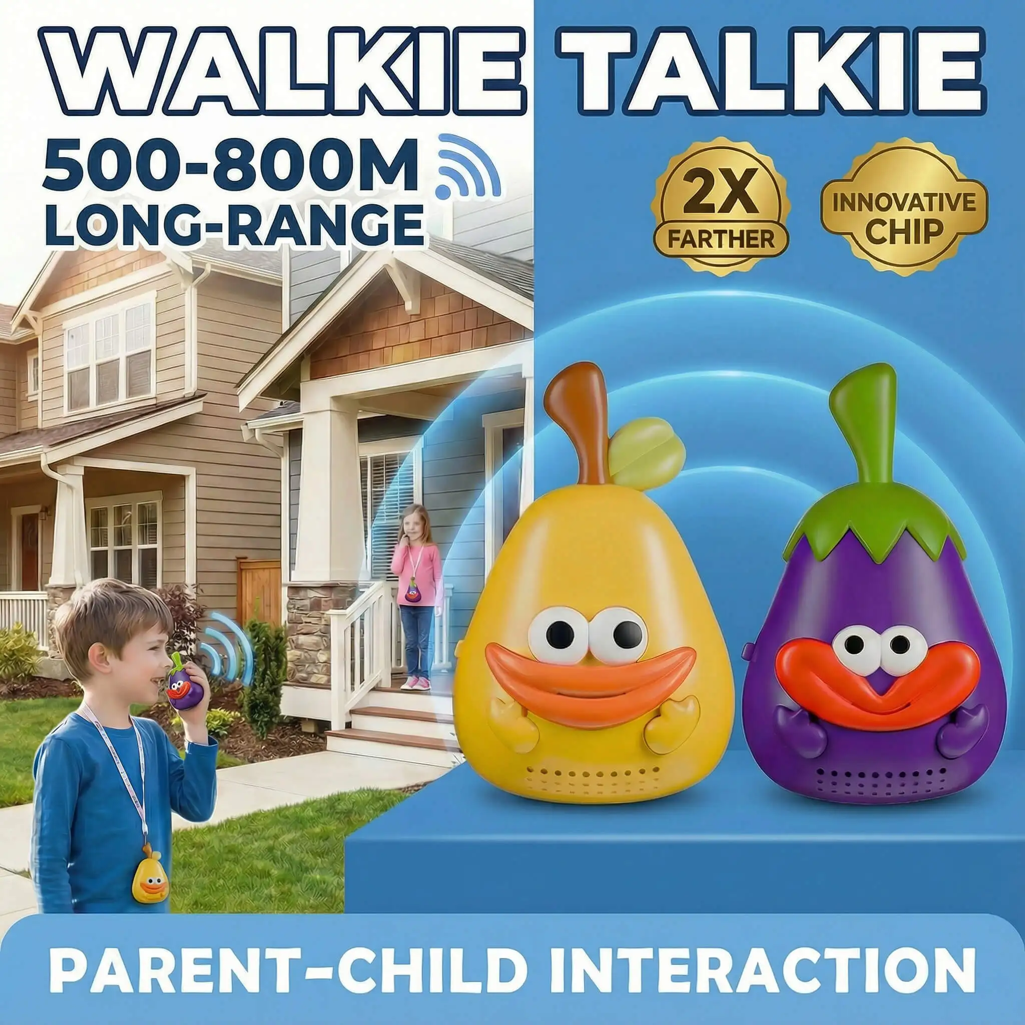 Brinquedos Walkie Talkies para Crianças: Brinquedos de Frutas Pacote com 2 Presentes de Aniversário para Meninas e Meninos de 3 a 12 Anos, Jogos ao Ar Livre, Natal