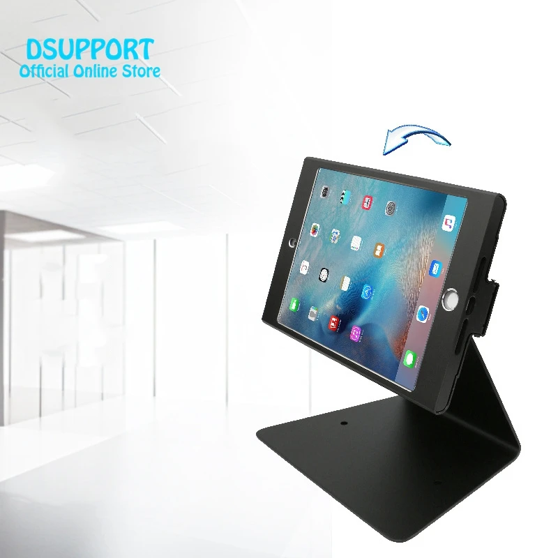 Fit for iPad mini 12345 Full rotation desk stand metal case display retail bracket tablet pc holder support anti-thief