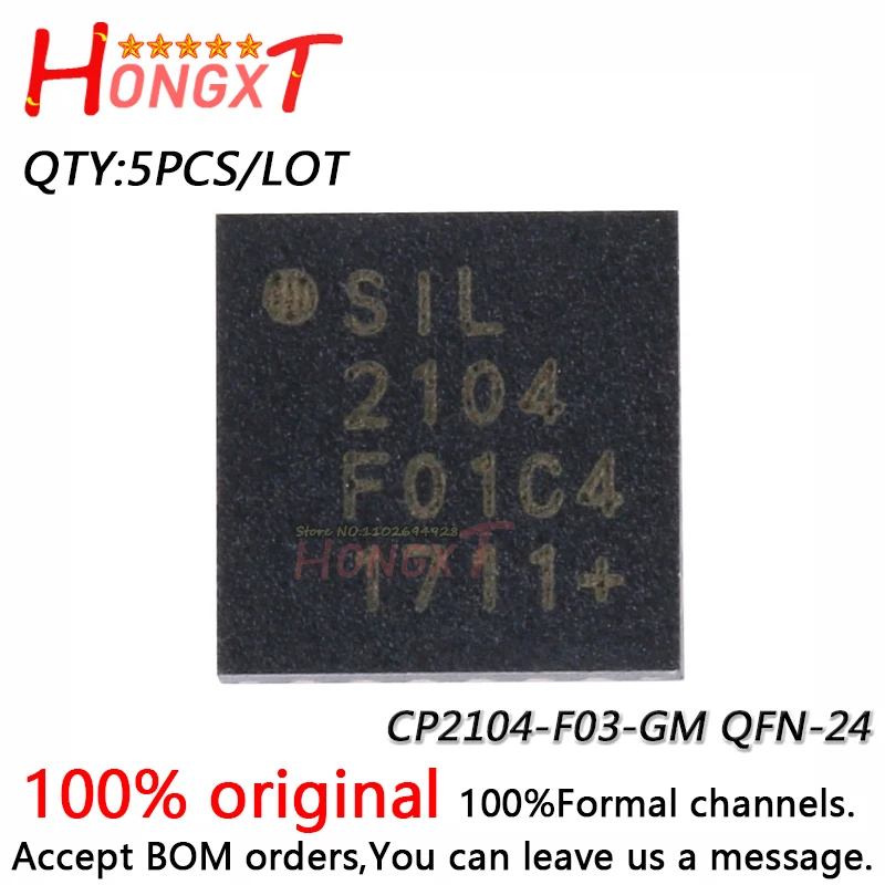 5PCS 100% NEW CP2104-F03-GM QFN-24.