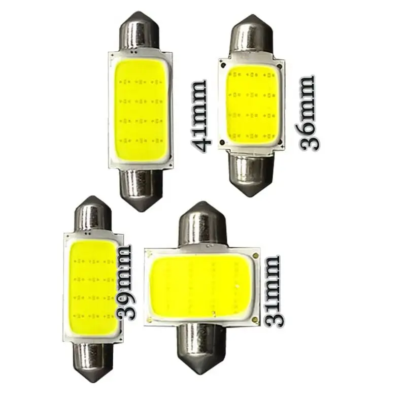 100pcs/lot car C5W Festoon COB  12 Chips SMD LED Dome Lights 31mm 36mm 39mm 41mm Xenon White Auto Interior Doom Lamp Car Styling