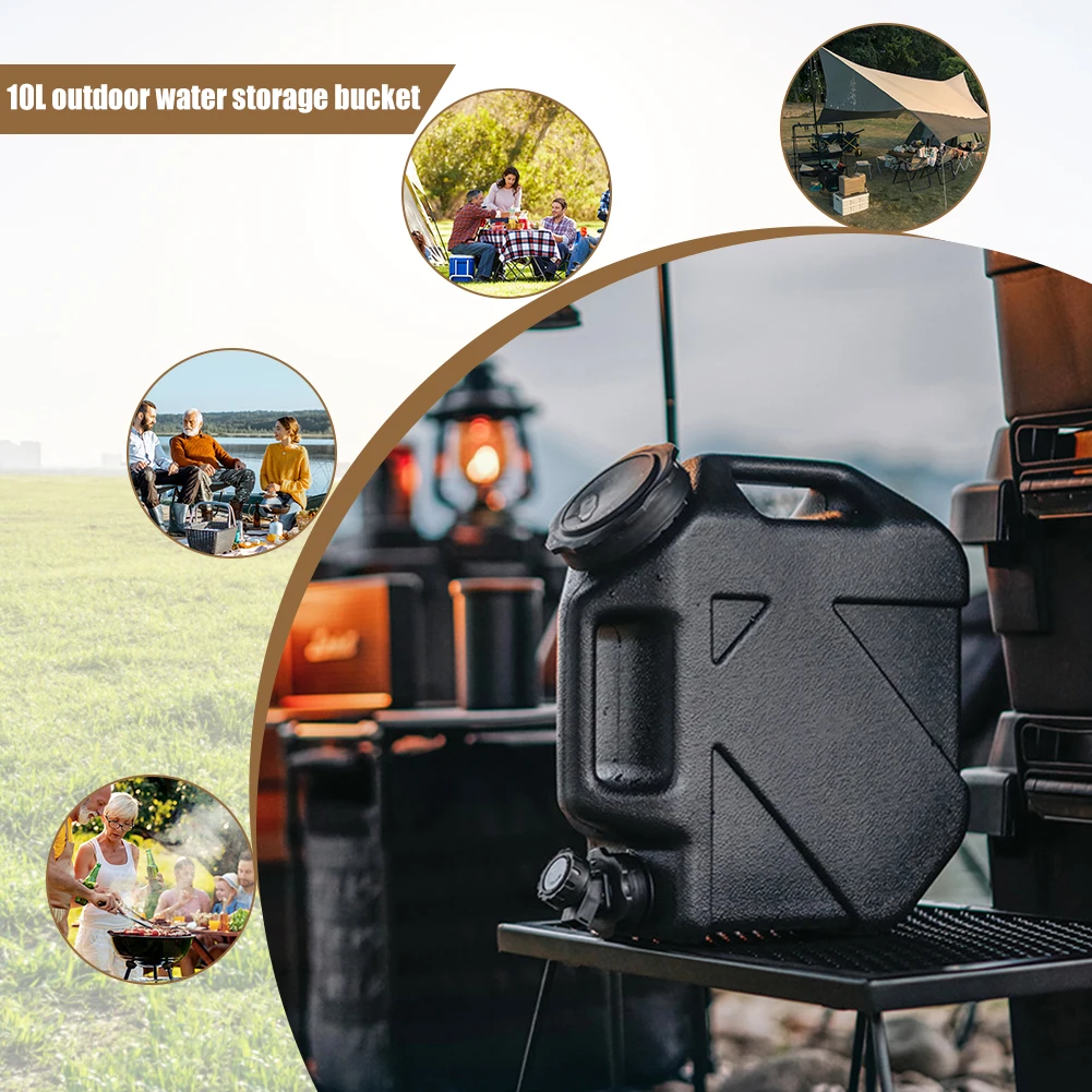 

10L Water Tank Large Capacity Portable Camping Bucket Water Storage with Detachable Faucet No Leakage Travel Camping Supplies