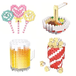 MOC Building Block Popcorn Beer Noodle Model Micro Particle Diamond Brick DIY Fun Puzzle Assembly Children Toys Holiday Gifts