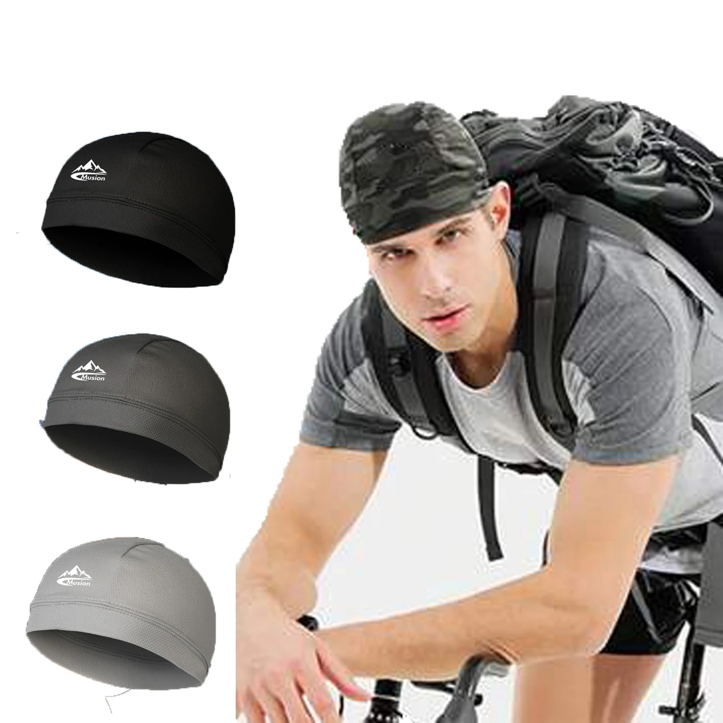 

Musion шапка-бини для мужчин, впитывающая пот шапка под шлемом, впитывающая влагу велосипедная шапка для водителя