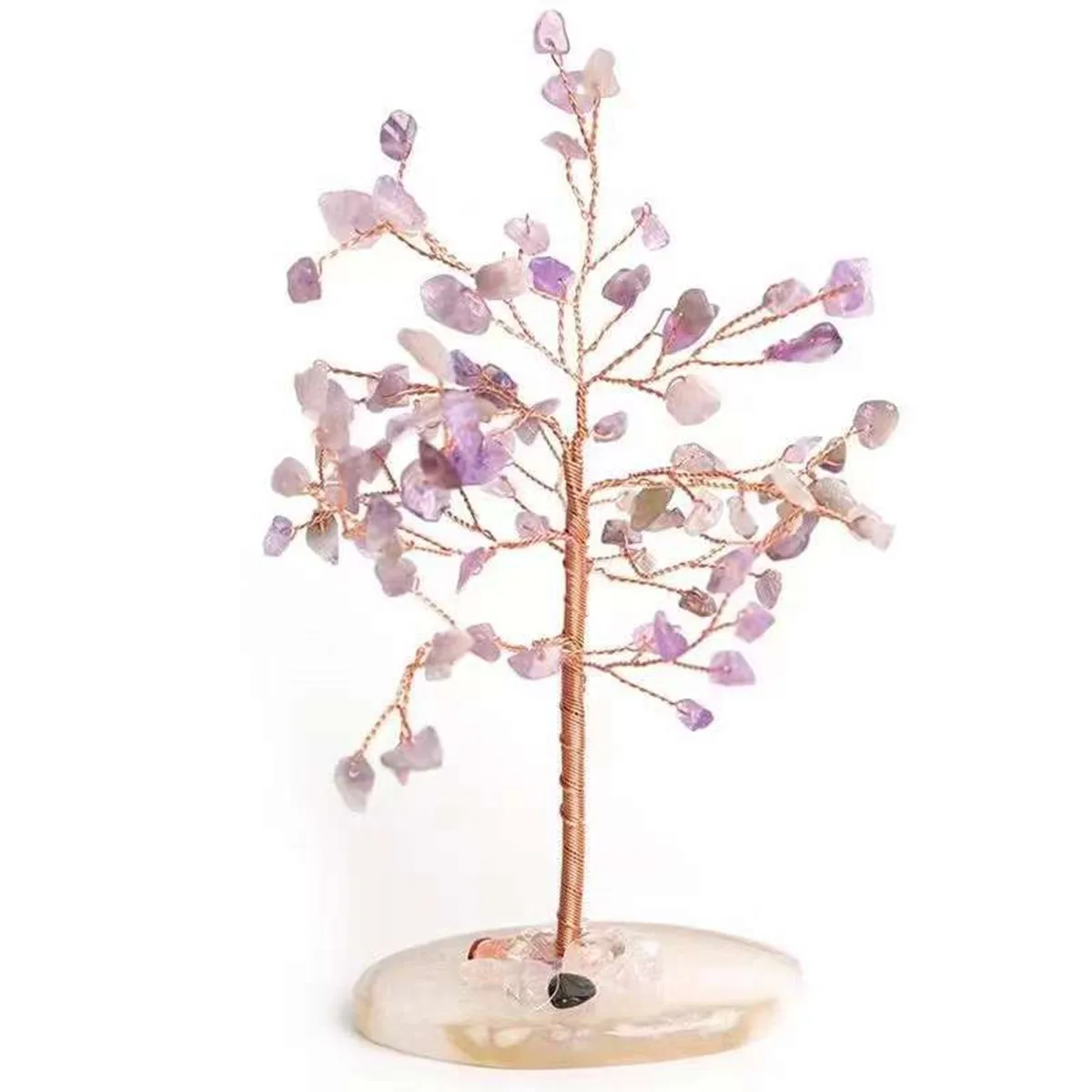 

1PC Crystal Money Tree Agate Slice Base Crystal Gemstones Feng Shui Mini Trees For Home Decor