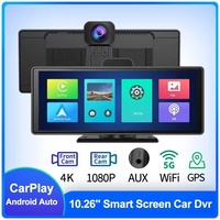 Upgraded 10.26 Inch 5G WIFI GPS ADAS USB AUX Portable Wireless Carplay Android Auto AirPlay Miracast Dash Cam 4K+1080P Dashboard