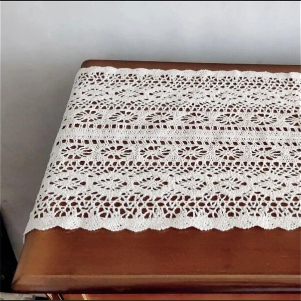 White Handmade Cotton Crocheted Tablecloth Lace Doilies Flower Table Runner For Home Coffee Shop Table Decoration 1PCS/Lot
