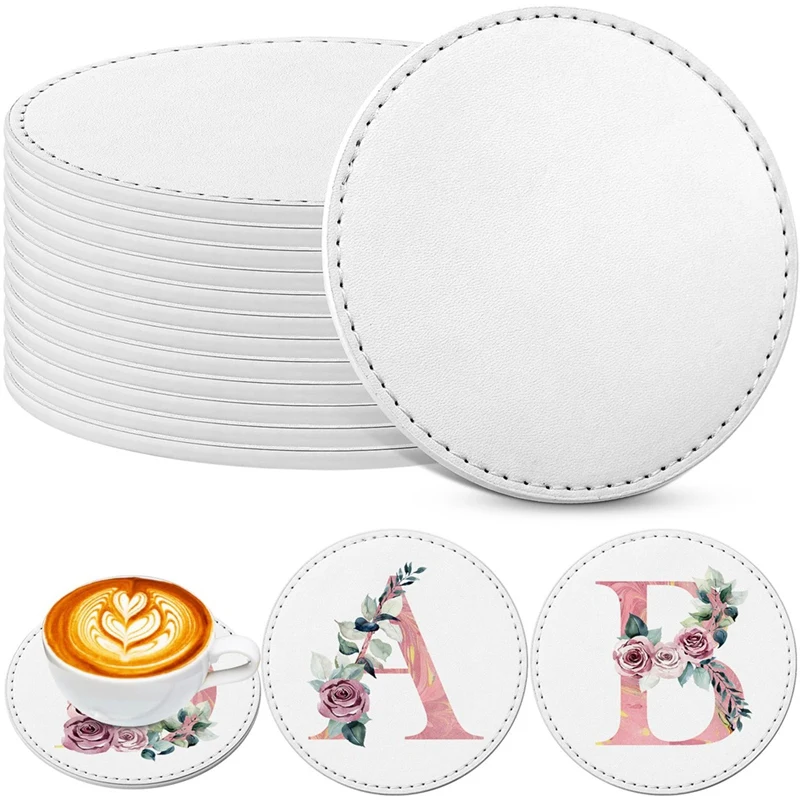 12 Pieces Round Sublimation Coasters 4 Inch Sublimation Coasters Blank Non-Slip Round Heat Transfer Coasters For