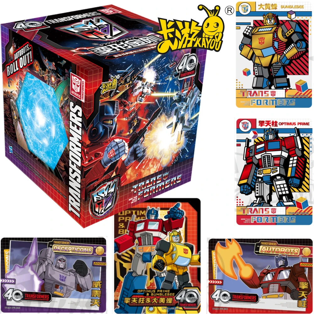 

New Genuine KAYOU Transformers Cards Animated Classic Robot Roles Bumblebee Optimus Prime 40th Anniversary Collection Cards Gift