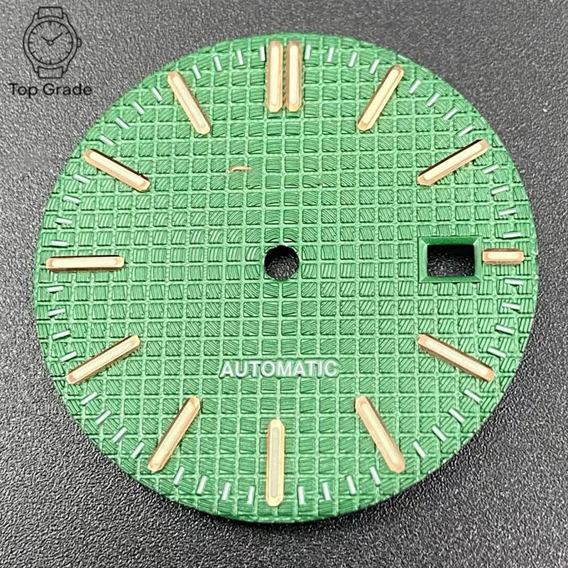 TG 31.8mm NH35 S Check on the chessboard Dial Green Luminous Fit NH35/NH36 Movement Watch Modification Accessories