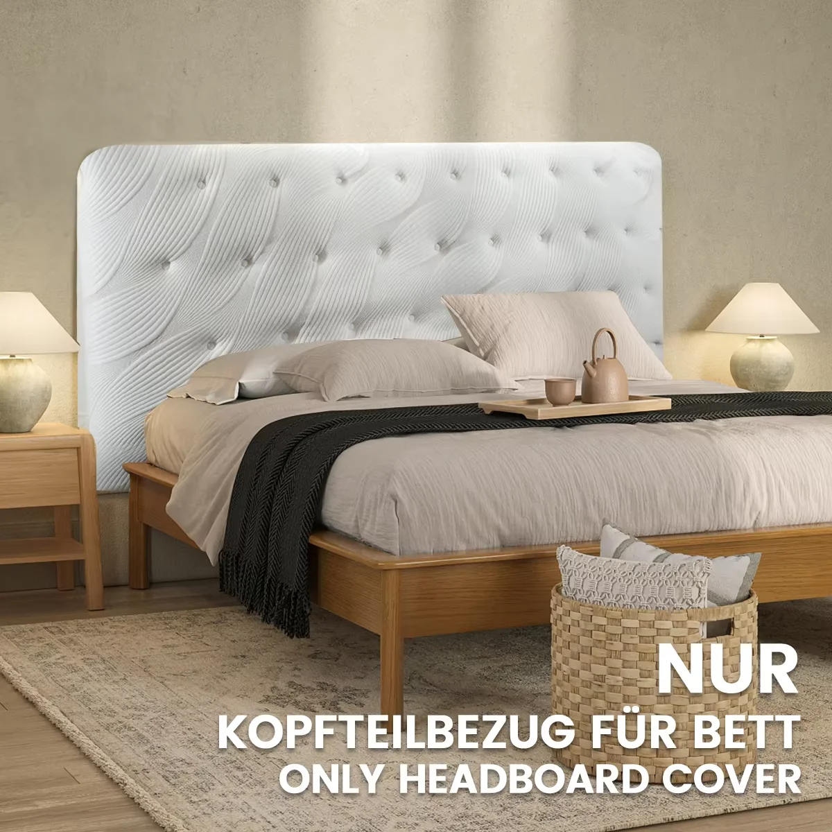 Air Layer Leaf Jacquard Headboard Cover,Full Wrap Dustproof Protector,Thick Knitted Polyester,Soft Elastic Bed Shield