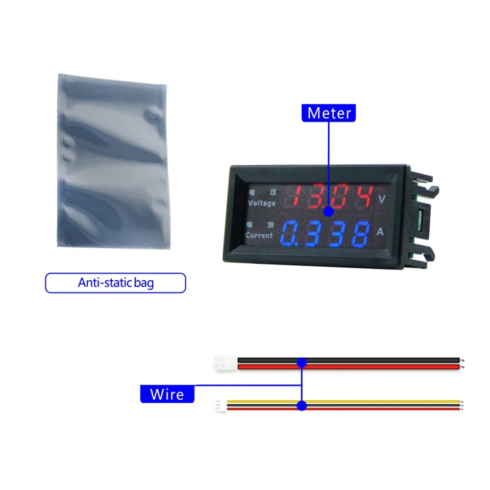 M4430 DC 100V 200V 10A Electronic Digital Voltmeter Ammeter 4Bit 5Wire 0.28\'\' LED Display Voltage Regulator Volt AMP Meter Teste