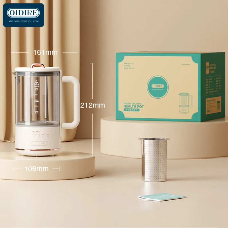 oidire-multifunctional-health-kettle-06l-600w-high-borosilicate-glass-body-non-stick-heating-plate-12h-insulation-odi-ysh33