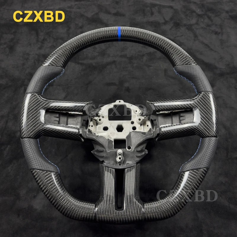 For Ford Mustang 2010-2014 Model Real Carbon Fiber Steering Wheel High Quality Leather Sport Wheel Customized