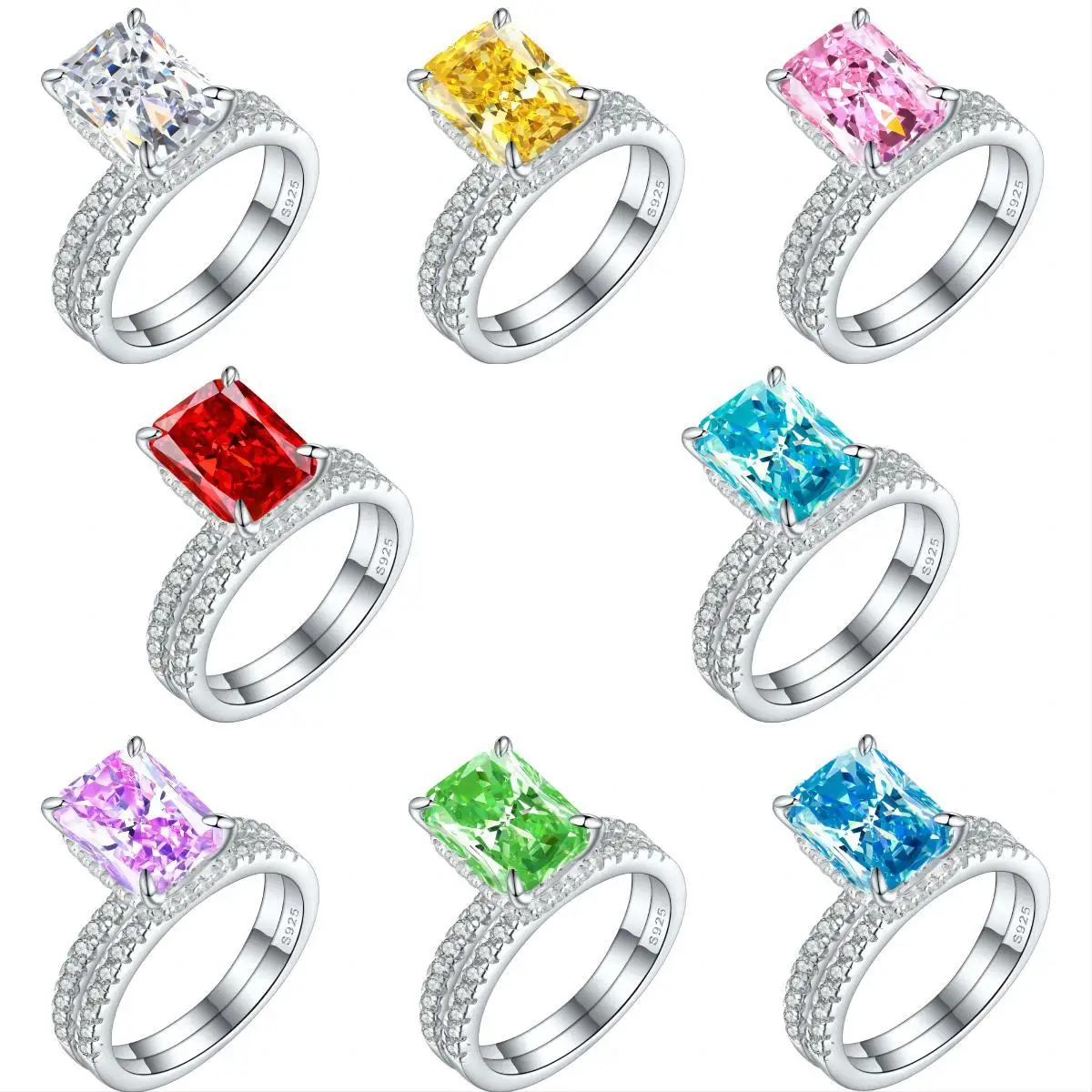 MuShan Brand Jewelry 925 Sterling Silver Ring Cubic Zirconia 7A Triangle Formal for Her 18K Gold Plated Fine Jewelry Rings