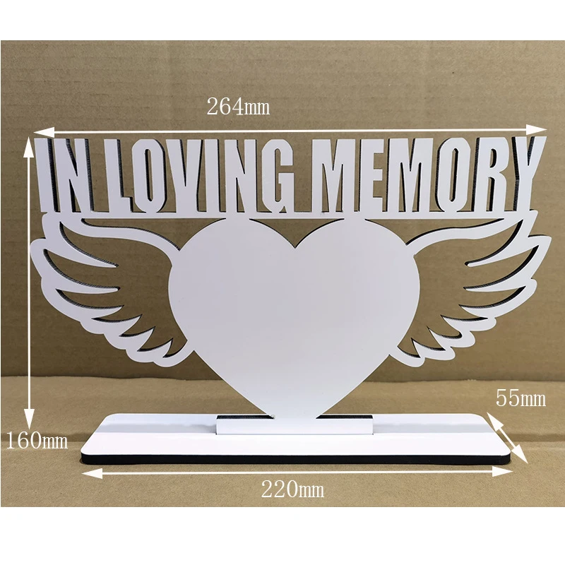 

Free Shipping 10pcs/lot 6.3/10.4 Inches Sublimation Blanks In Loving Memory Big Heart Wing Photo Frames For Memorial Gifts