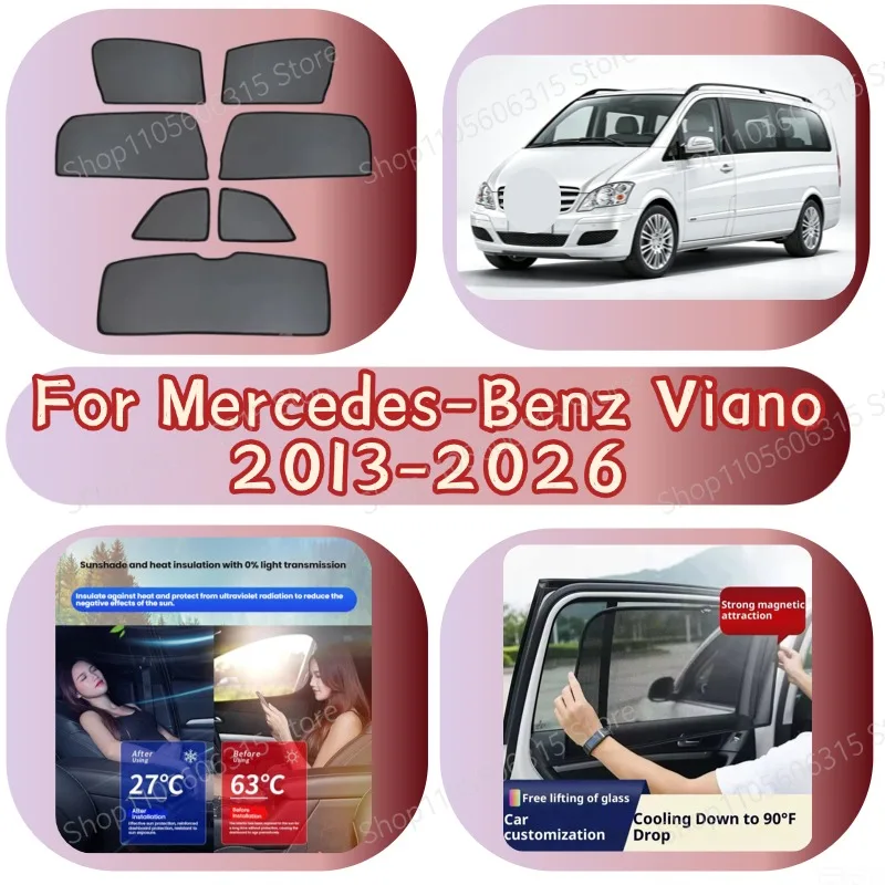 Magnetic Front Windshield Sunshade Mesh UV Protection Custom Fit For Mercedes-Benz Viano 2013 to 2026 Car Sun Curtain