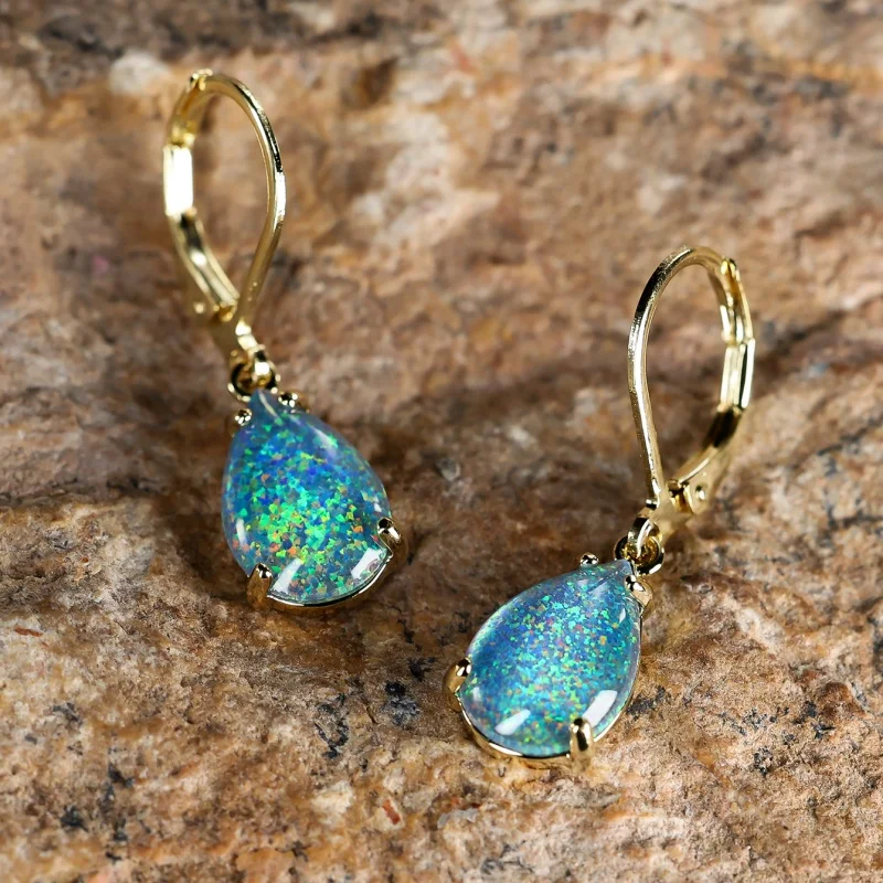 European and American Australian Treasure Water Drop Four Claw Earrings, Casual and Versatile Temperament, Light Luxury Jewelry