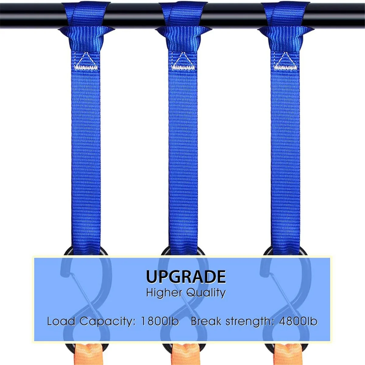A002 Soft Loop Tie Down Straps (8 Pack) 1800Lbs Load Capacity, 4800Lbs Breaking Strength Heavy Duty Tie Down Loops