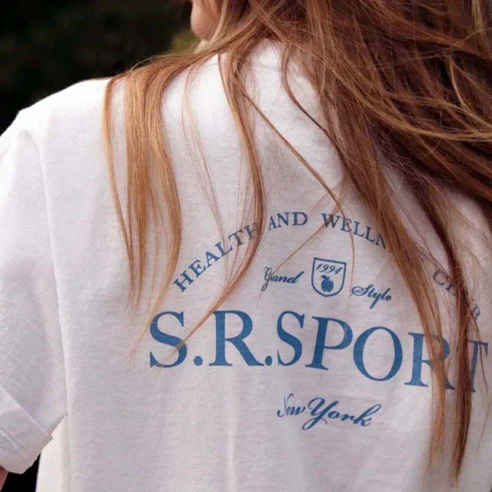 

Sport Make You Health Letters Printing T Shirts 90's Vintage Loose Cotton Short Sleeve Graphic Tops Crewneck Casual Tees Women