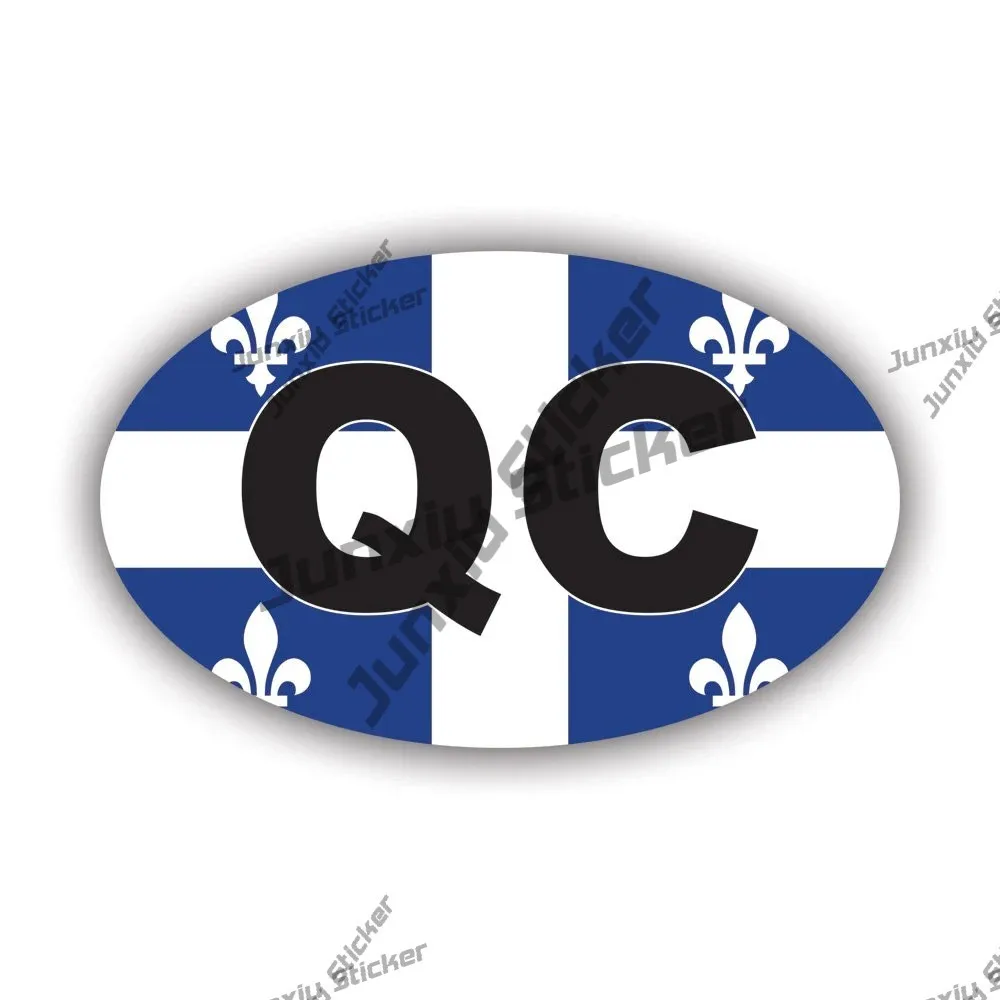 

Oval Qc Quebec Country Code Flag Sticker Canada Decal Uv Protected Waterproofing Decorative Canadian Pvc Boat Accessories Style