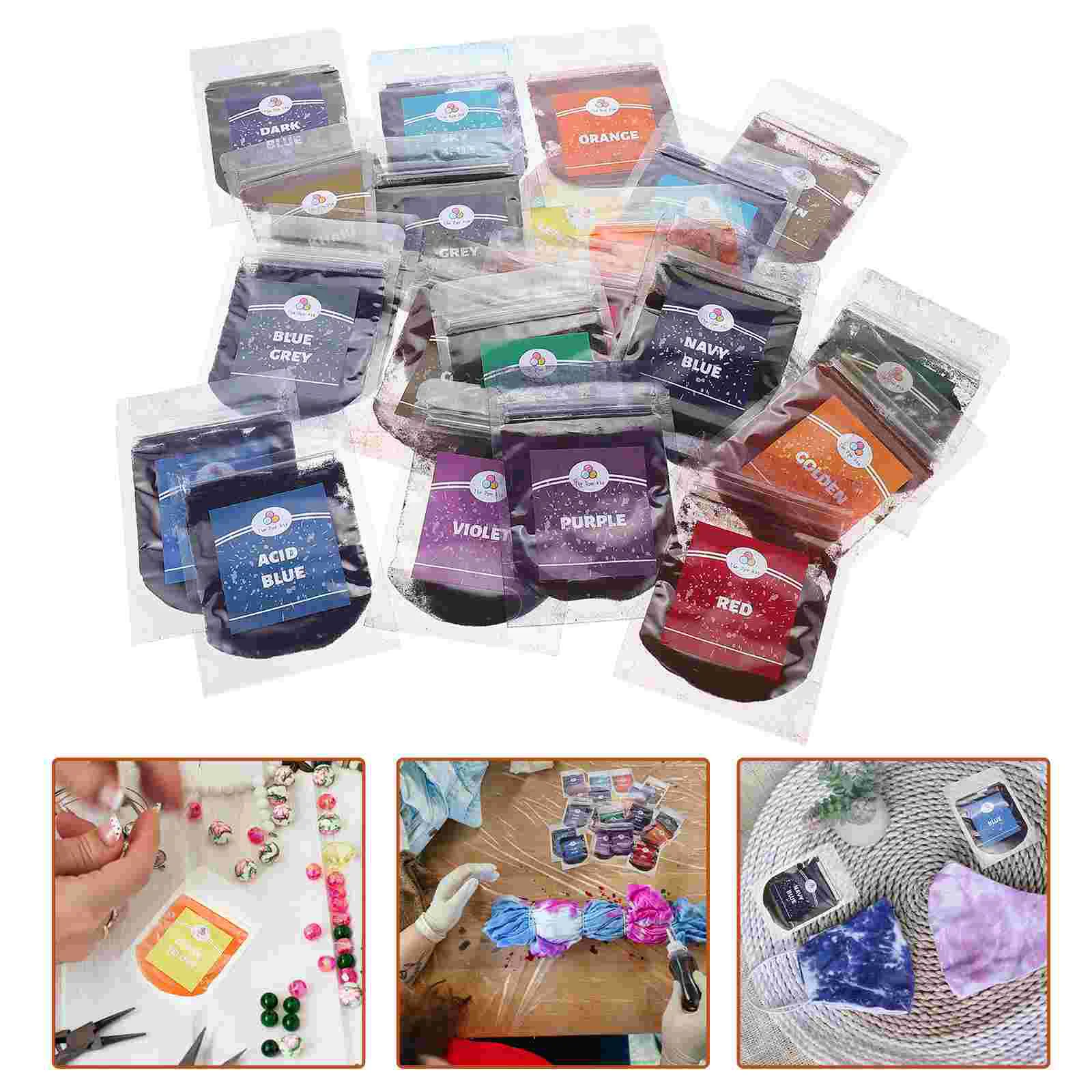 

24 Bags Tie Dye Powder for Dyeing Fabric Power Tie-dye Pigment Greens Decor Packets Shirts Synthetic Kit Child Office