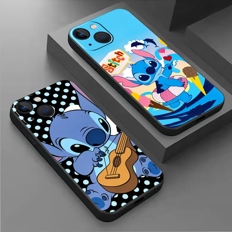 Disney Kawayi Stitch Silicone Case For Apple iPhone 11 13 Pro Max 14 Plus 12 Mini 7 8 XR X XS 6 6S SE 5 5S Funda TPU Phone Cover