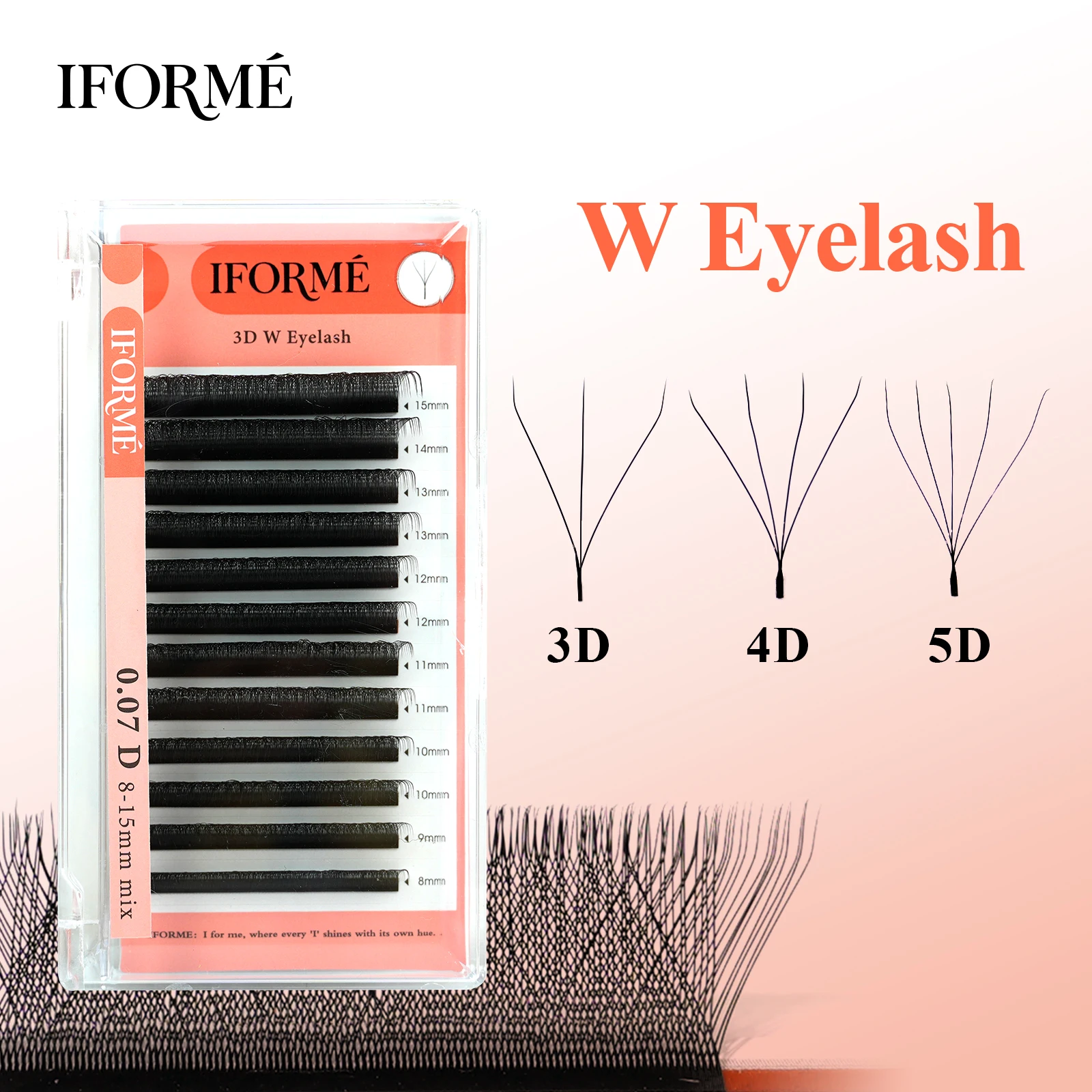 Image of IFORME Schmale W-Form 3D 4D 5D W-Shape Wimpern Vorgefertigte Fächerwimpern Wimpernverlängerungen Natürlich Weich Leicht Voll und Voluminös