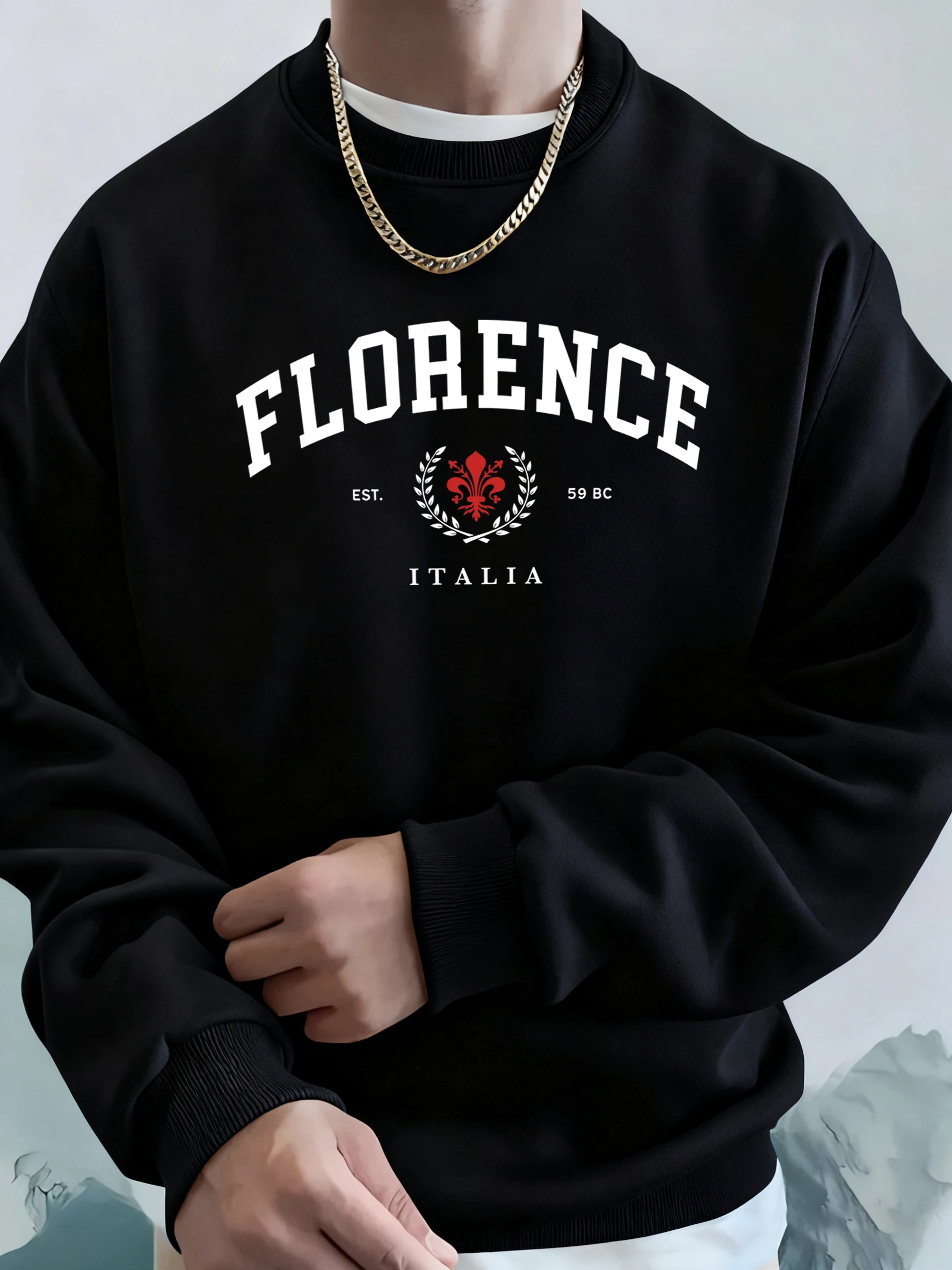 

Одежда с буквенным узором Florence Italia, спортивная уличная толстовка унисекс, свободная повседневная спортивная одежда, осенние удобные мужские толстовки