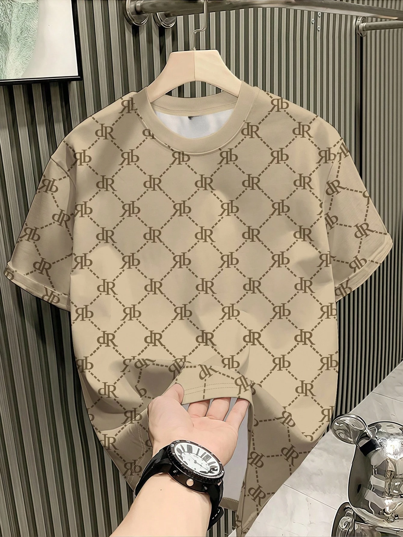 T-shirt a maniche corte con collo rotondo stampato casual alla moda da uomo Manfinity Dauomo