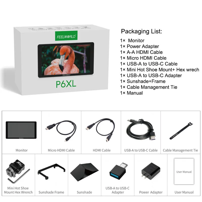 FEELWORLD P6XL 6-calowy monitor terenowy z aparatem Aluminiowa obudowa Wbudowana bateria 4K HDMI Wysoka jasność 1200 nitów — zdjęcie produktu 6