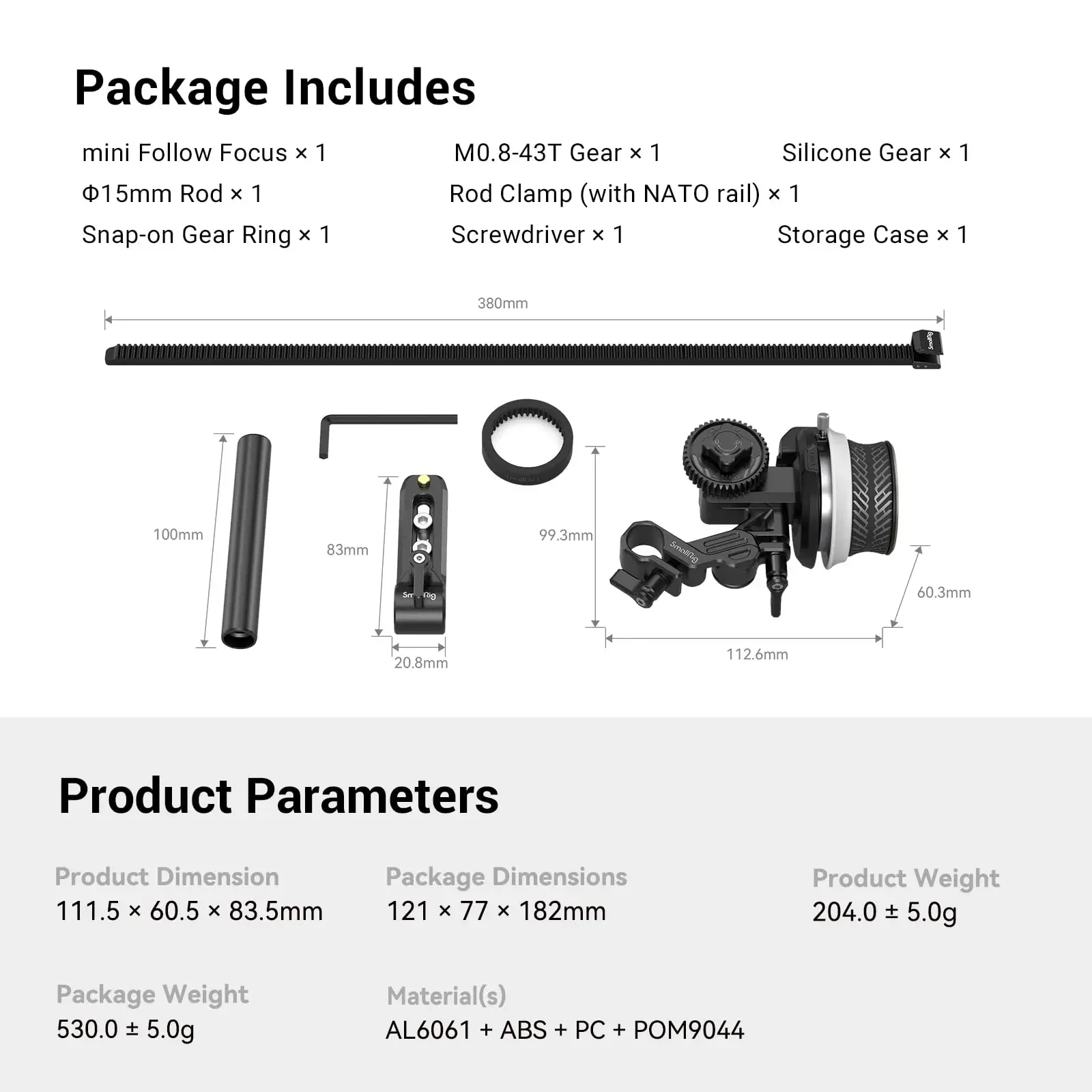 SmallRig Mini Follow Focus F40 F50 F60 Mini Follow Focus Matte Box Quick Focus Wireless Lens Control For DLSR Mirrorless Camera