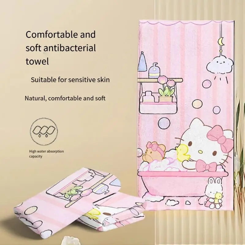 

Sanrio Fashion Cartoon Children Bath Robe Kuromi New Style Kawaii Home Sports Bath Towel MyMelody Absorbent Quick Dry Bath Towel
